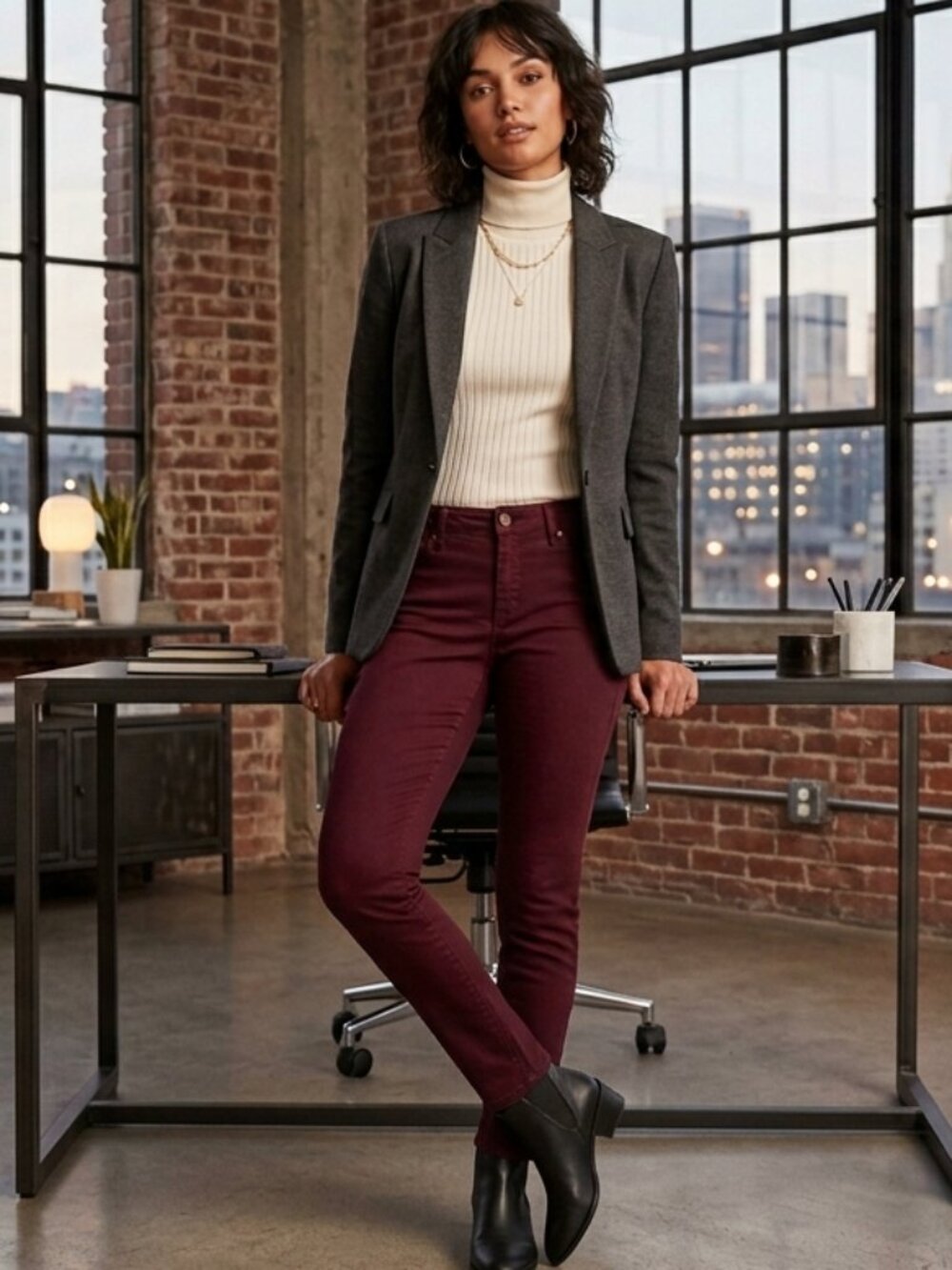 d.jeans Wine Burgundy Colored Mid Rose Skinny Jeans